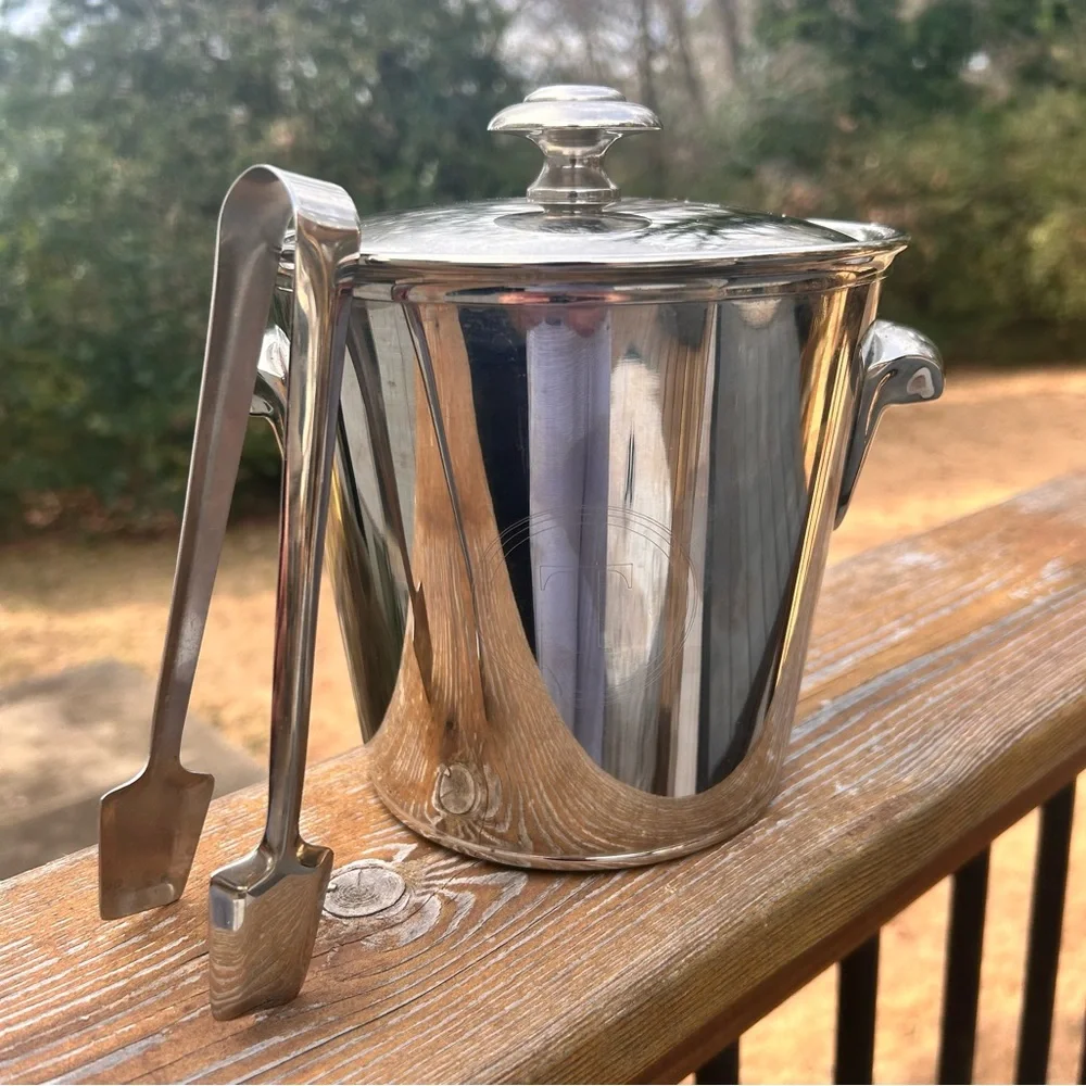 Pottery Barn Harrison Ice Bucket With Tongs monogram T